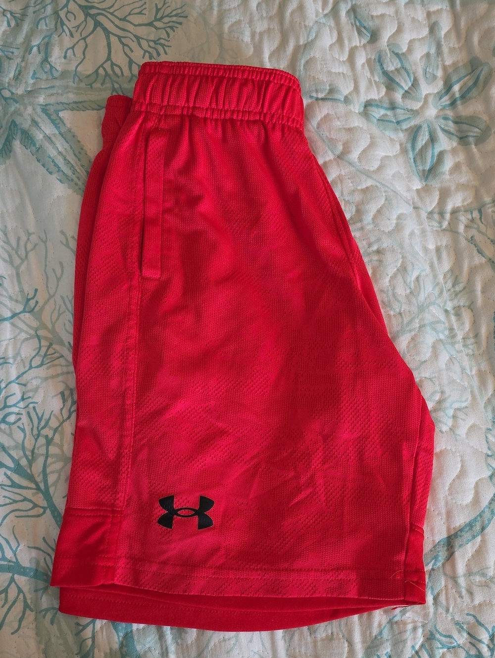 Under Armour (YSM) Red Kids' Athletic Shorts with Black Logo